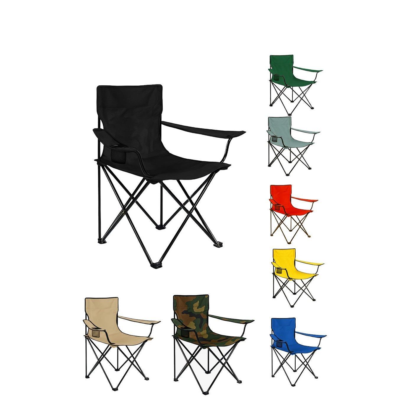 Silla de Camping plegable con Portavasos | Metal y lona | 80x80x50 cm