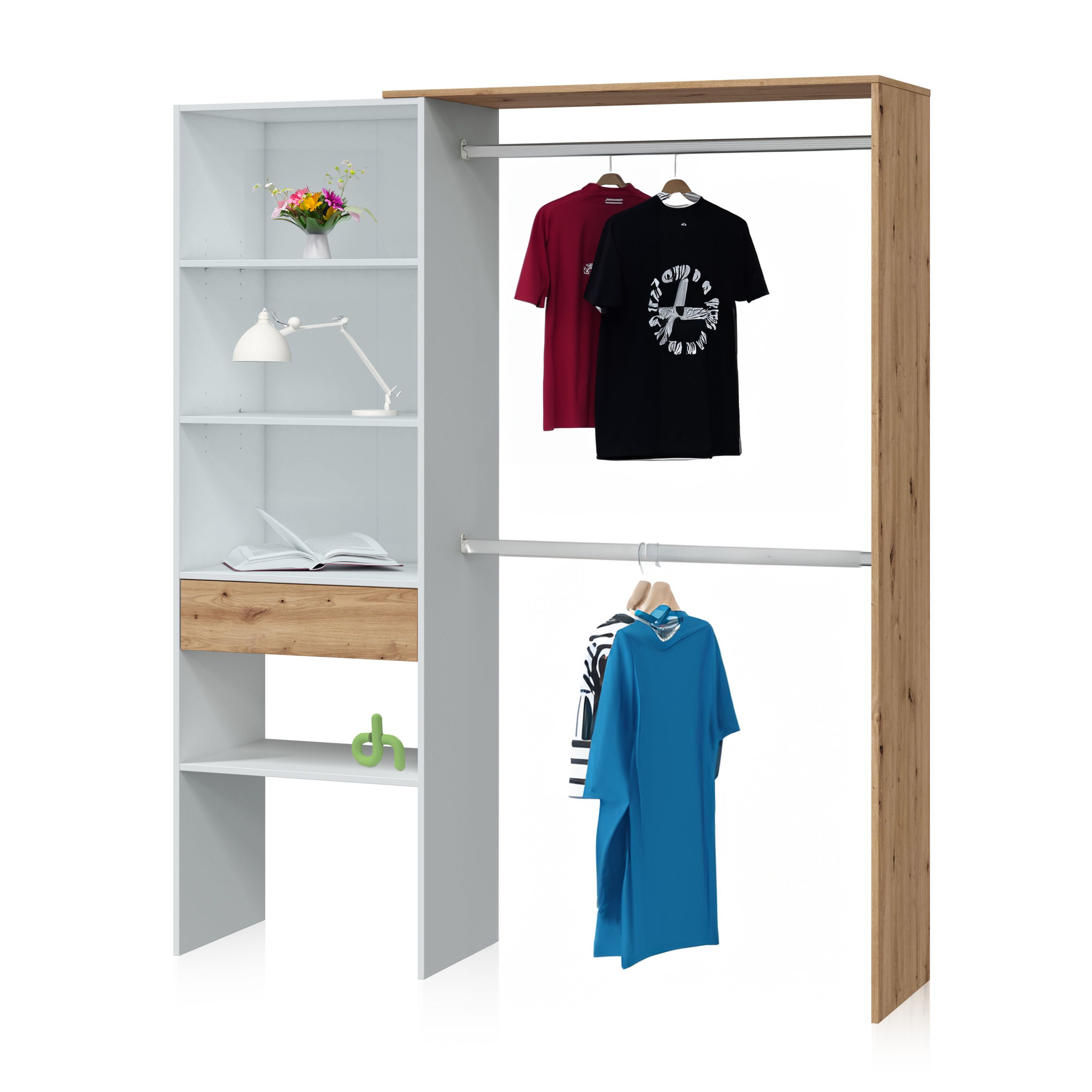 Habitdesign -Armario vestidor funcional de gran capacidad 158x187 cm Ezra