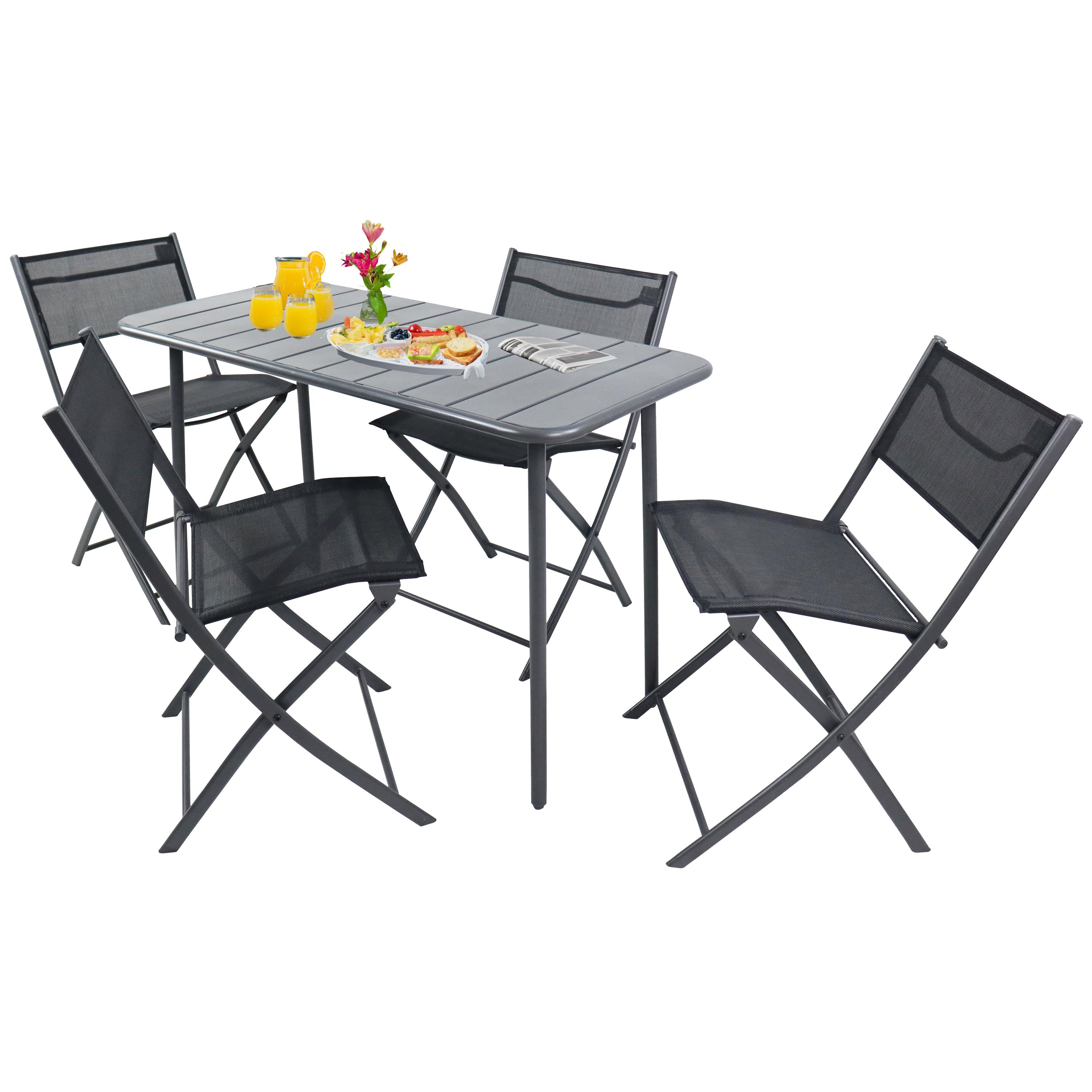 Juego de 5 piezas juego de bistro mesa de comedor juego de jardín juego de balcón silla mesa plegable jardín camping Sumila 110x55
