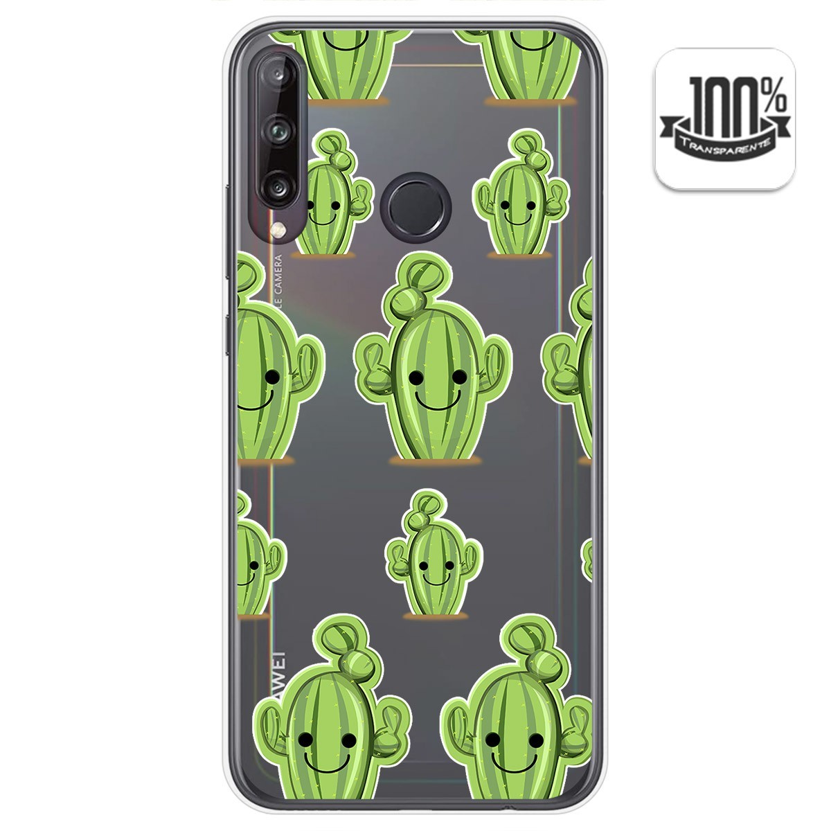 Tumundosmartphone Funda Gel Transparente para Huawei P40 Lite E diseño Cactus Dibujos