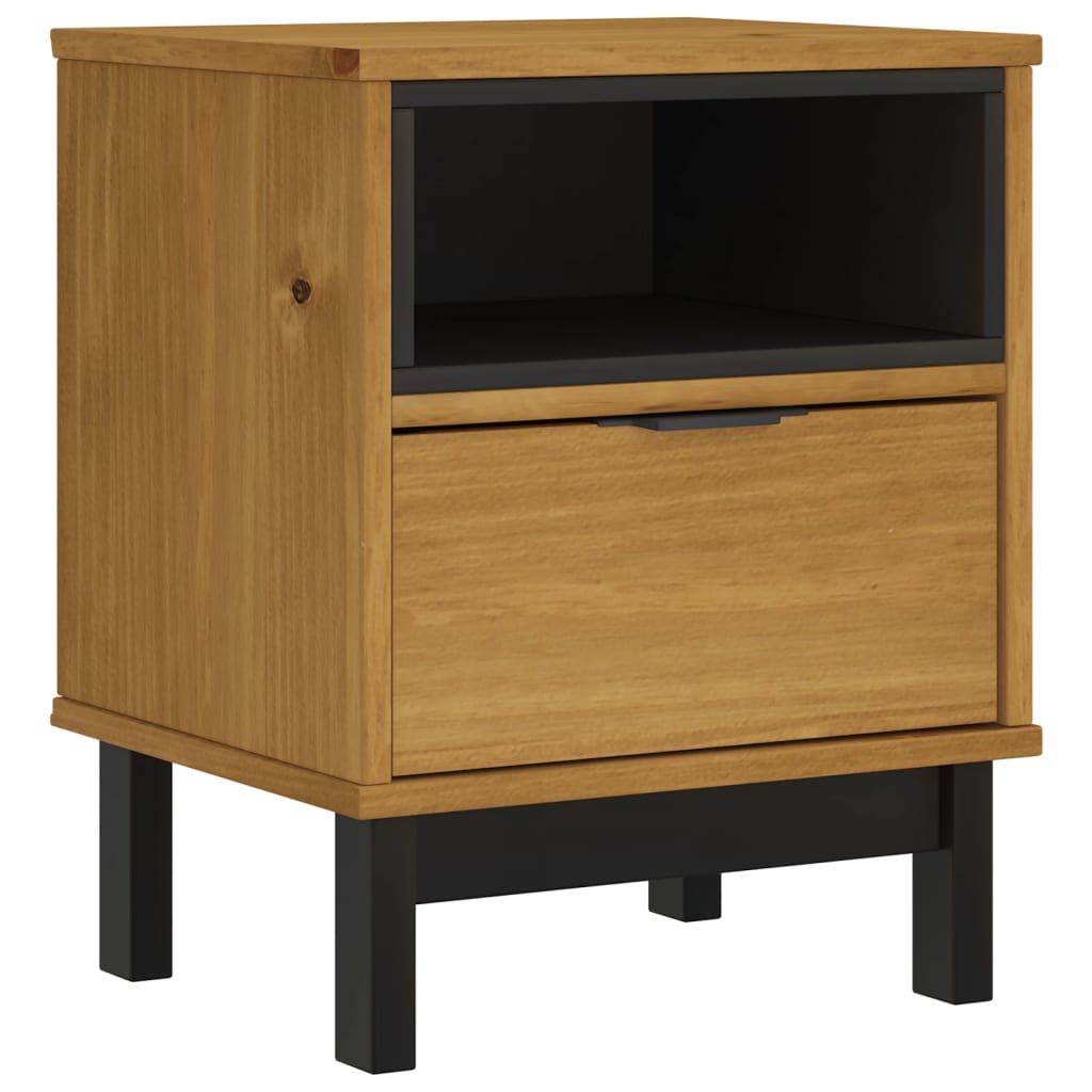Vidaxl Mesita de Noche FLAM de Madera Maciza de Pino 40x35x50 Cm - Mesita Habitación - Salón, Estudio, Moderno