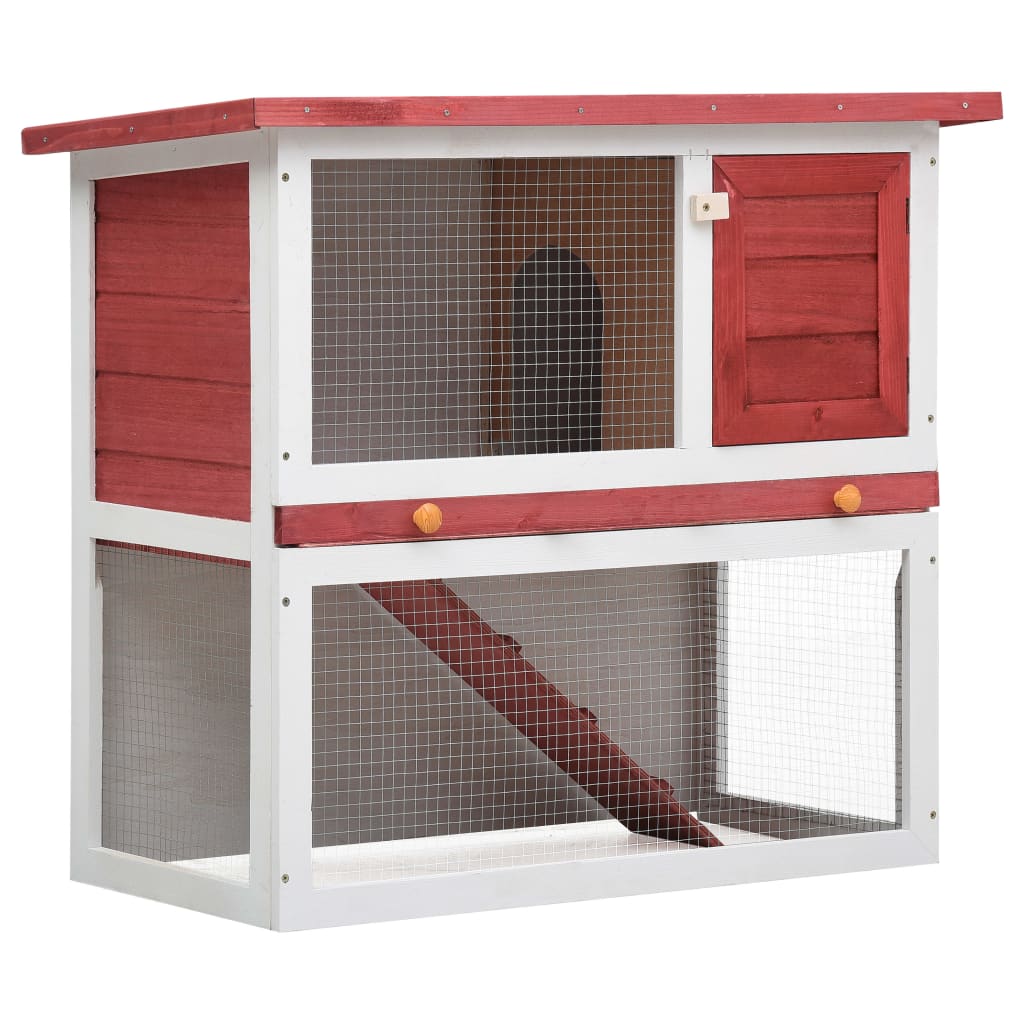 vidaXL Conejera de Exterior Madera 1 Puerta Casa de Conejos Jaula de Mascotas Color Gris,  Marrón,  Rojo y mas