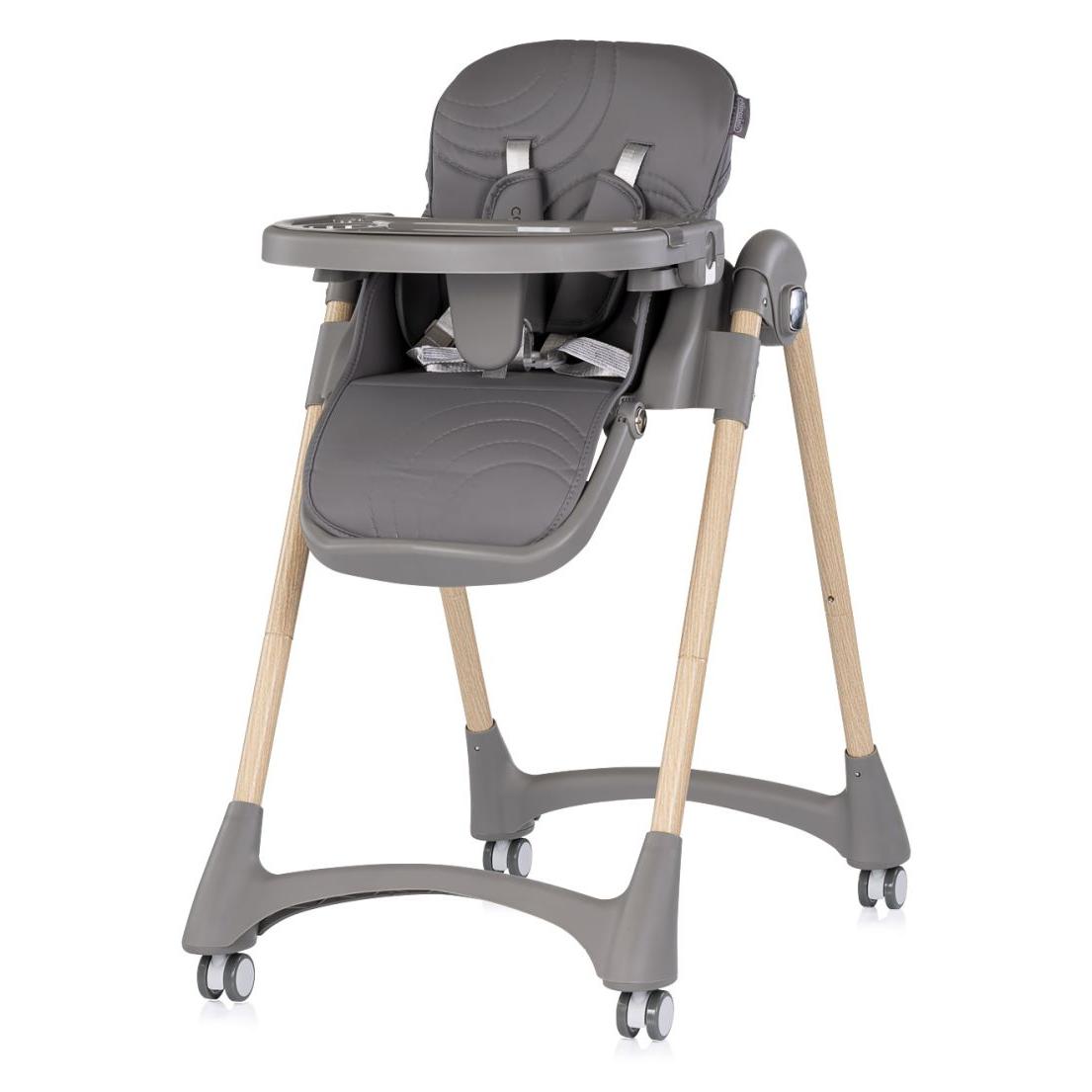 Chipolino - Trona plegable Candy Shop para bebés de 6 meses a 4 años, con asiento acolchado en cuero ecológico, arnés de 5 puntos y bandeja ajustable en 3 posiciones
