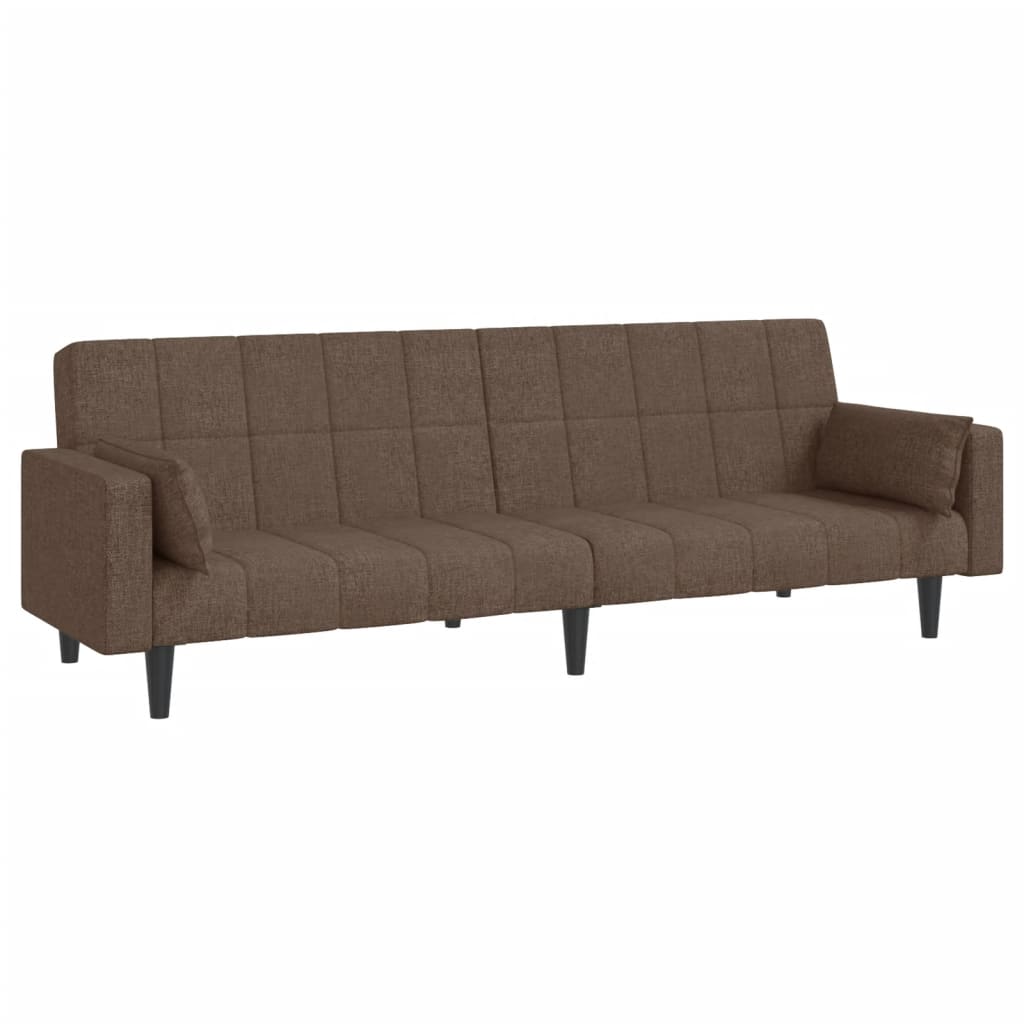 vidaXL Sofá cama de 2 plazas con dos almohadas tela gris taupe