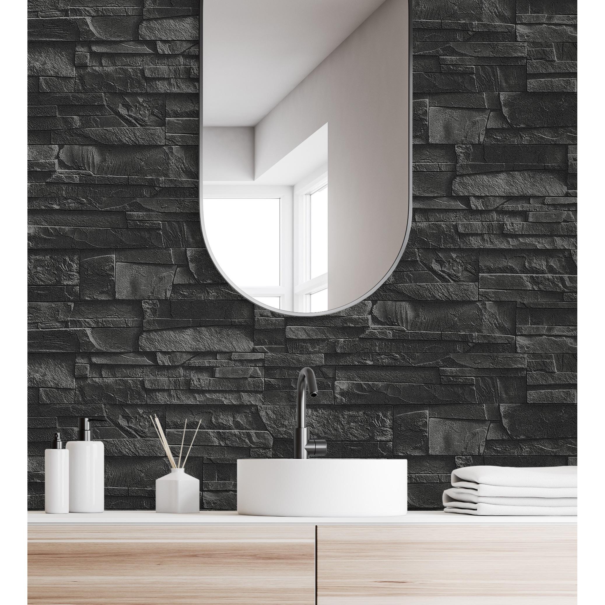 Papel pintado vinílico lavable no tejido imitación efecto piedra pizarra con relieve - Verius 6900 de GAULAN - Rollo de 10 m x 0,53 m