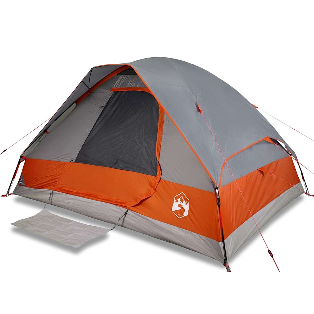 vidaXL Tienda familiar con cúpula impermeable 6 personas gris naranja