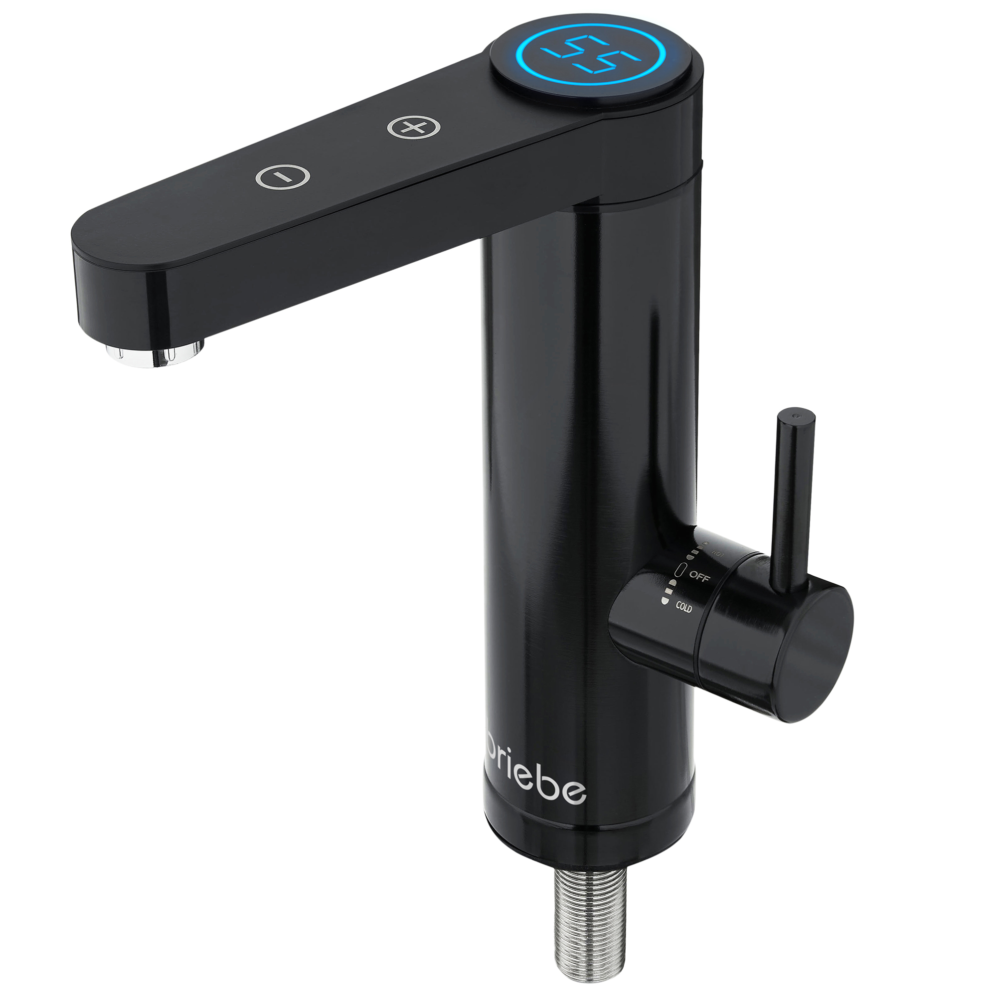 Briebe IH1206 Grifo Calentador Agua Eléctrico Instantáneo de Mesa Bajo Consumo, Acero Inox, Display, Camping, 3600W, Negro