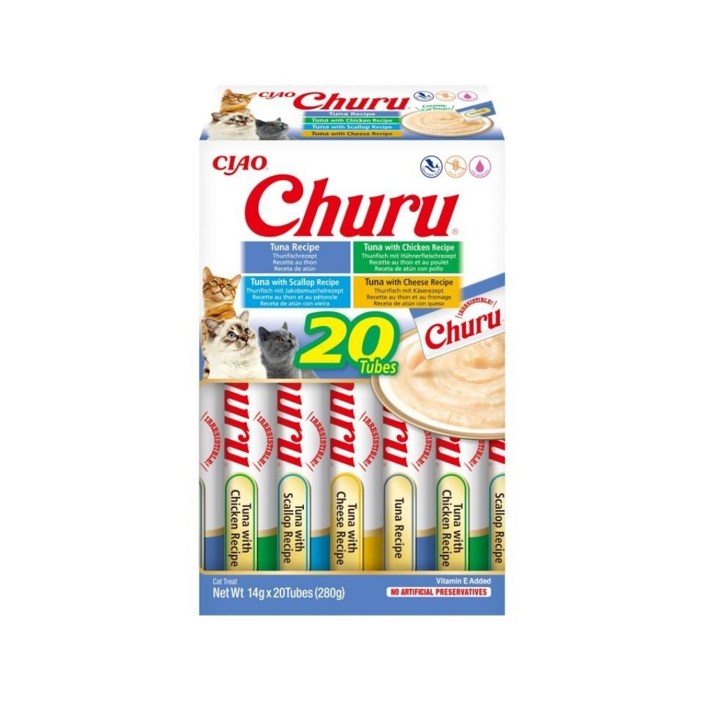 Churu – Snack para gatos adultos Churu variedades de atún 20 x 14 g.