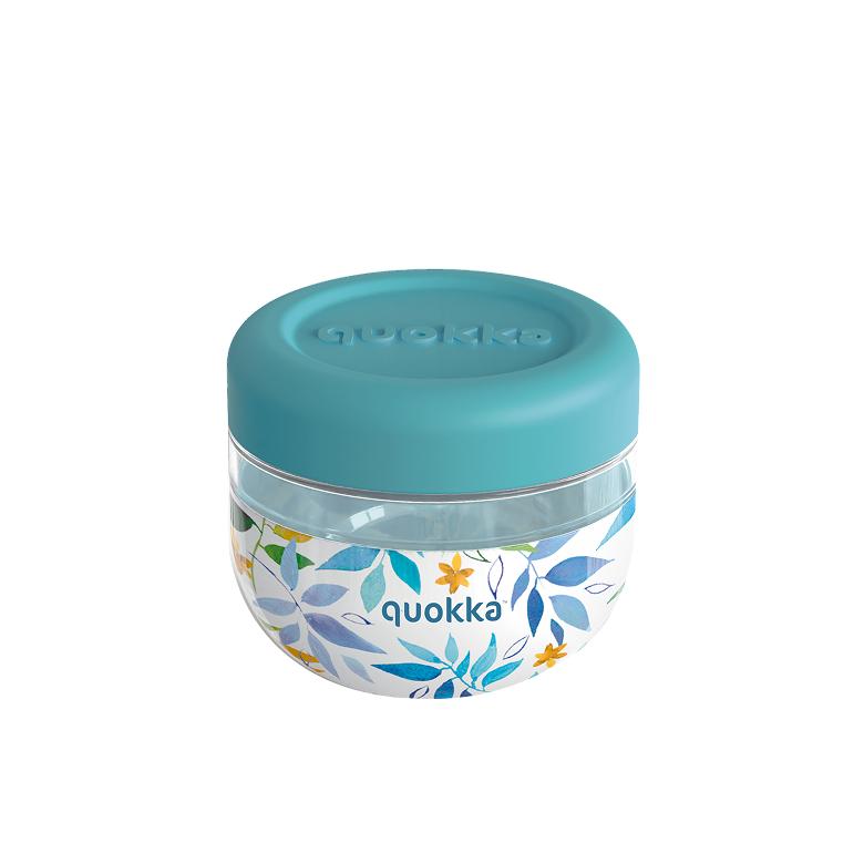 Quokka - Recipiente de comida 770ml con funda de silicona bubble watercolor leaves para uso diario, resistente y fácil de manejar