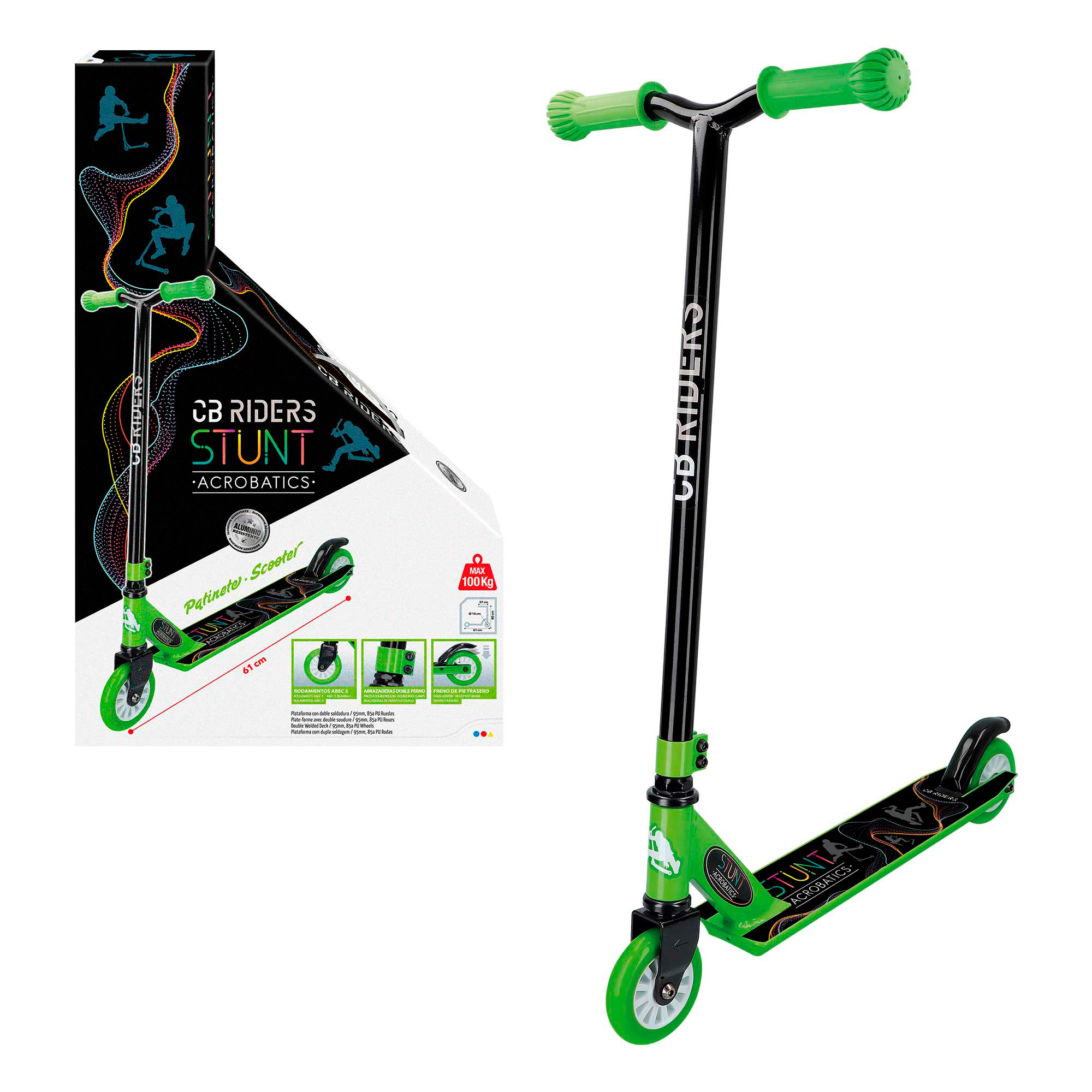 Cb Toys - Patinete 2 ruedas acrobático verde CB Riders