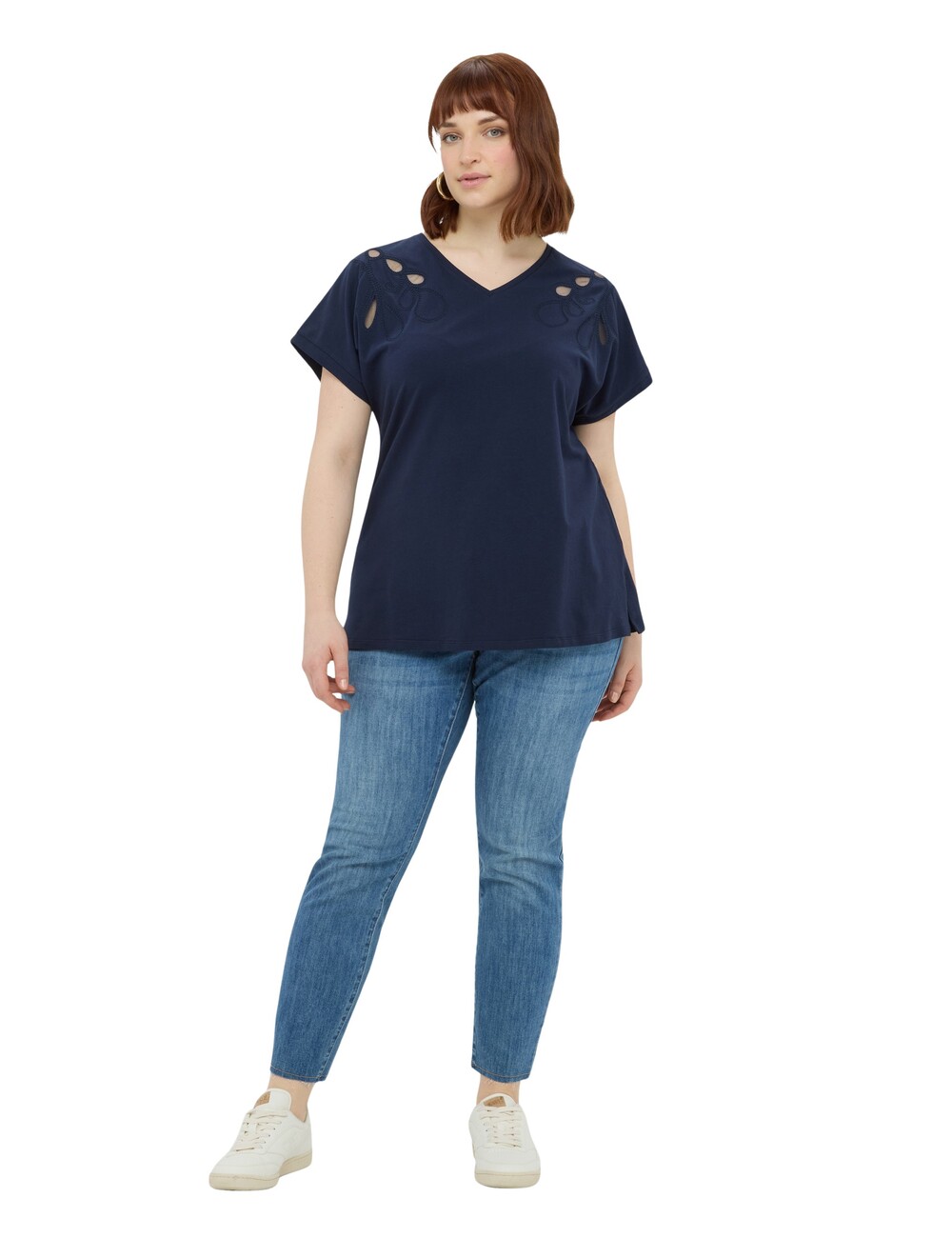 Fiorella Rubino - Camiseta de algodón con bordados y cut out