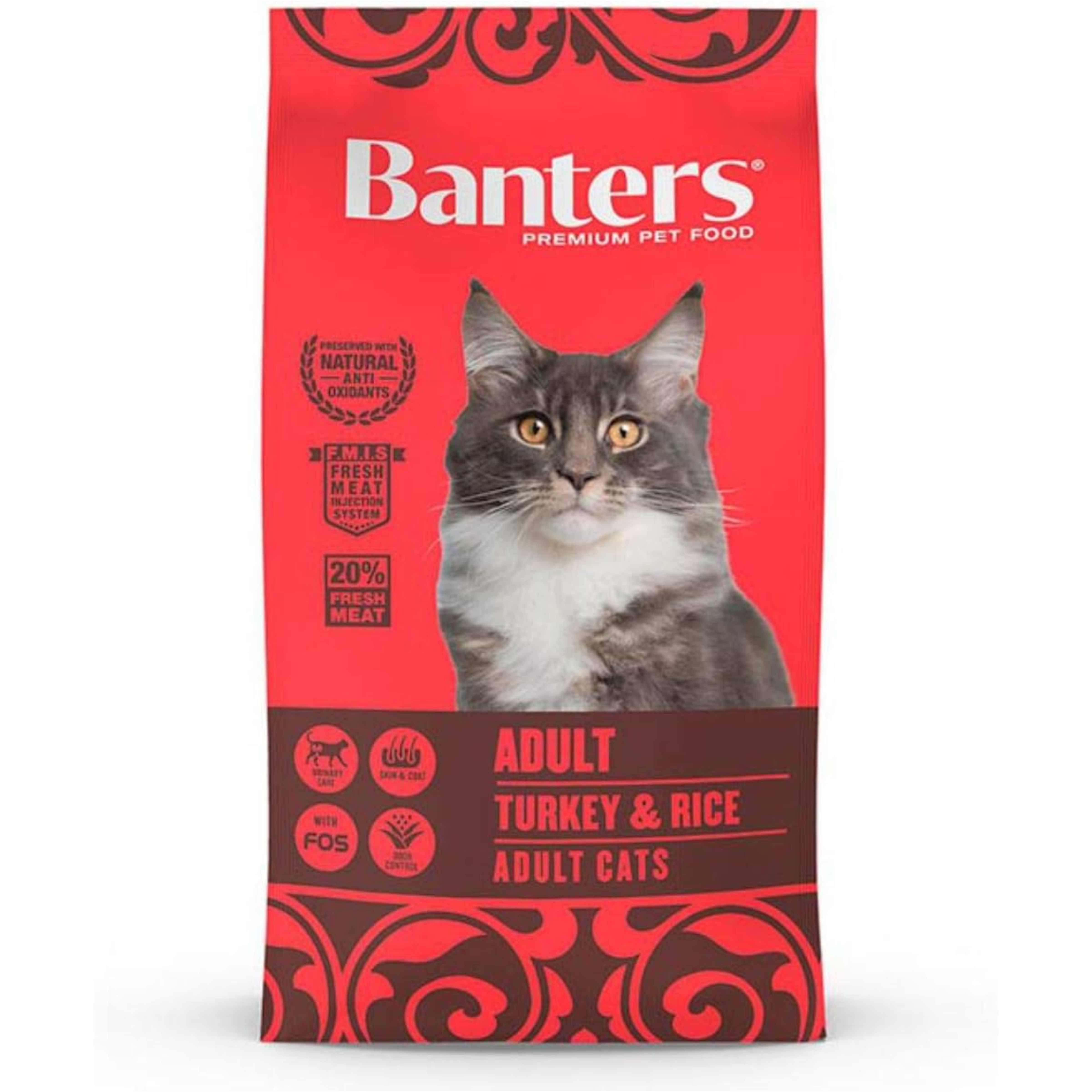 BANTERS ADULT CAT Turkey&Rice 2 KG ,Alimento para gatos