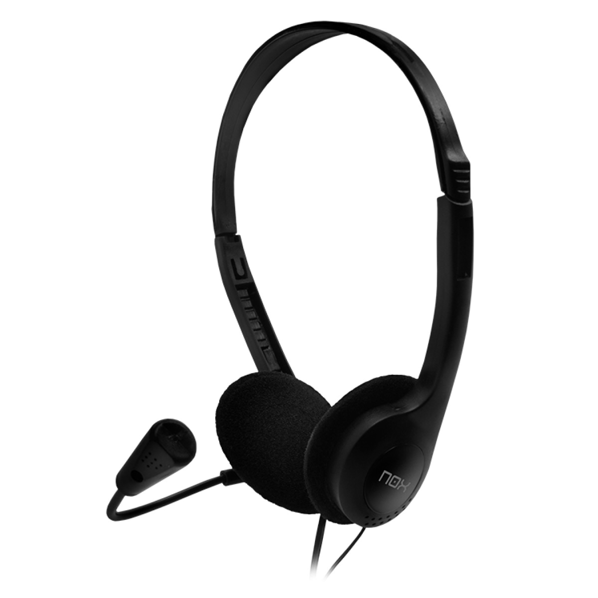 NOX Auriculares Voice One -Auricular Estéreo 27mm con Micrófono Flexible, Conexión 2x Jack 3.5mm, Color Negro