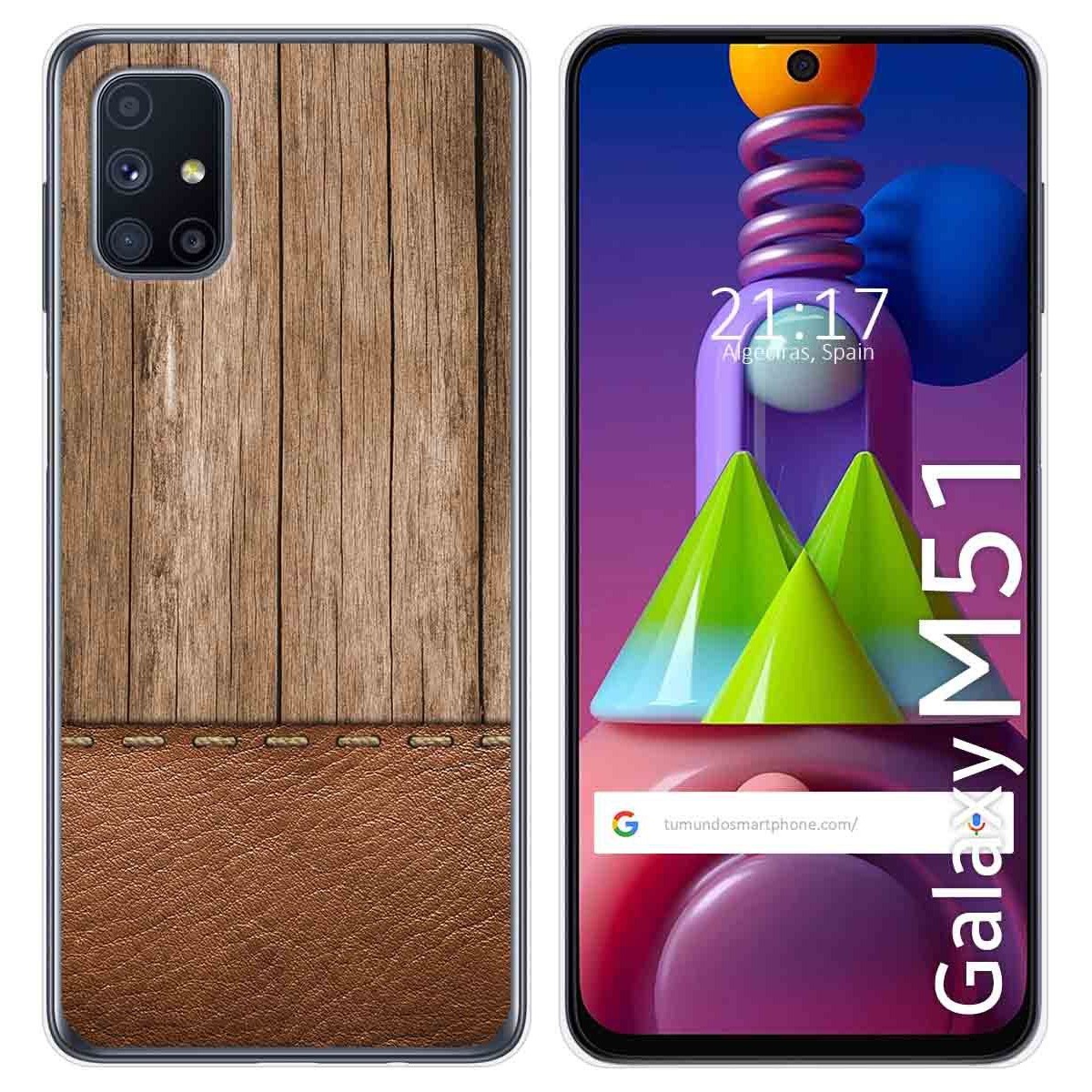Tumundosmartphone Funda Gel Tpu para Samsung Galaxy M51 diseño Madera 09 Dibujos