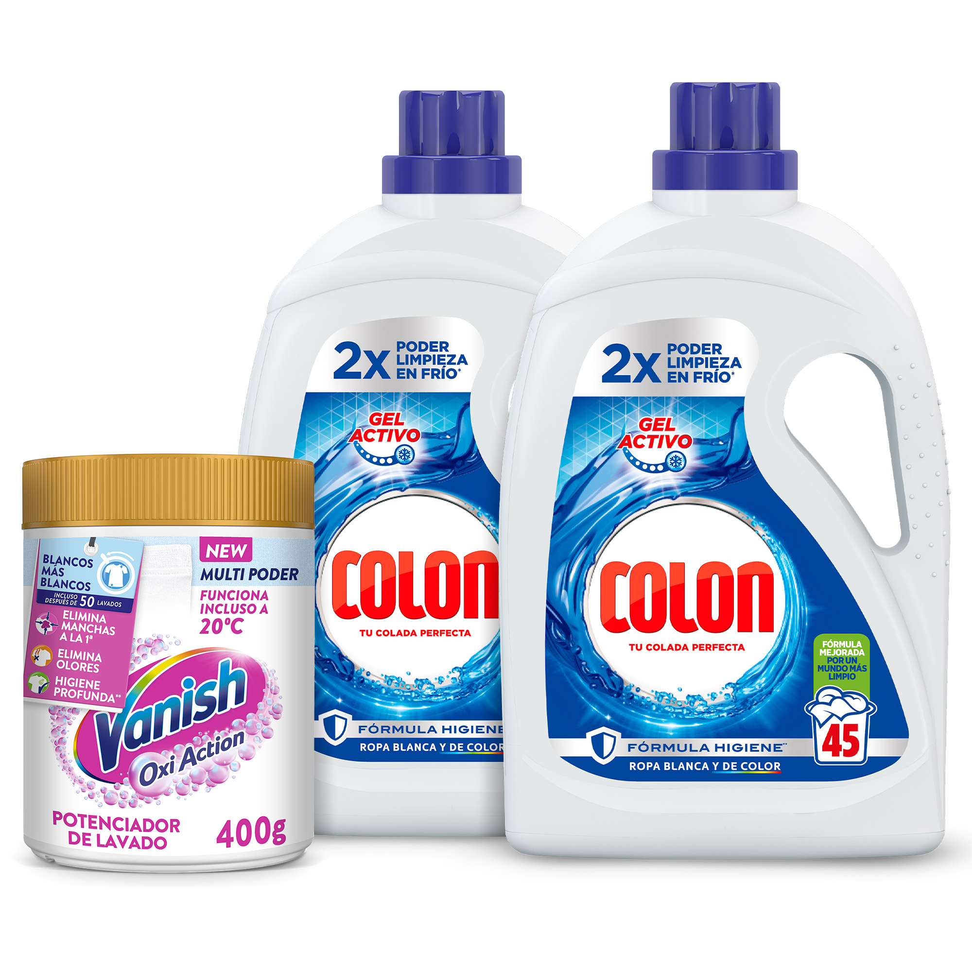Colon Polvo Activo - Detergente para lavadora, adecuado para ropa blanca y  de color, formato polvo - 135 dosis