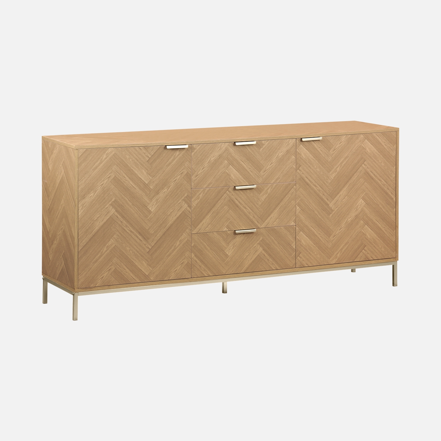 sweeek - Aparador con efecto espiga de 2 puertas, 160cm , Budapest , 160x40x75