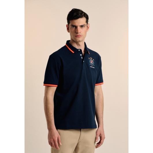 Polo Valecuatro doble franja España azul marino