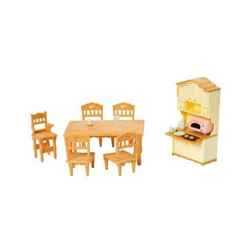 Sylvanian - Set Comedor 5340 - Mesa de Comedor y Silla para Bebés - Mueble de Cocina Encantador