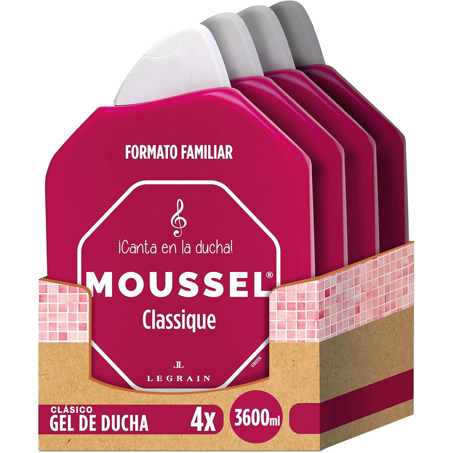 Gel de Baño Mouseel - Pack 4 Botellas x 900 ml - Moussel Classique 650 + 250 ml Formato Familiar Pack 4