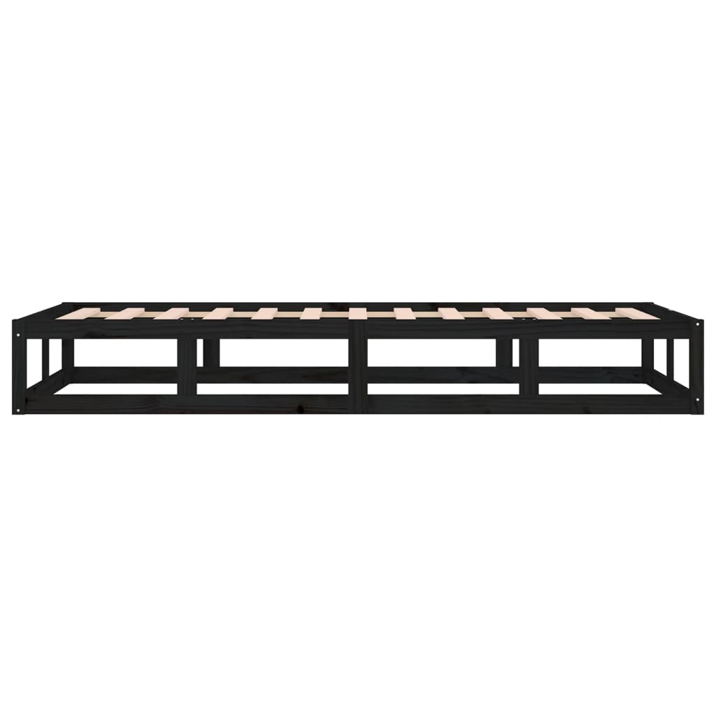 vidaXL Estructura cama madera maciza individual negro 75x190 cm