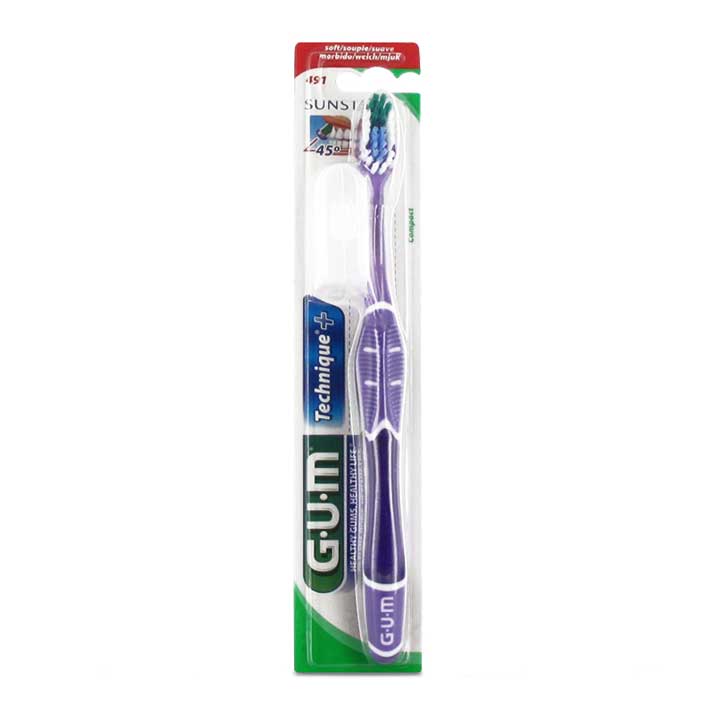 Gum GUM Cepillo de Dientes Técnico Suave para Adultos con Mango Quad-grip