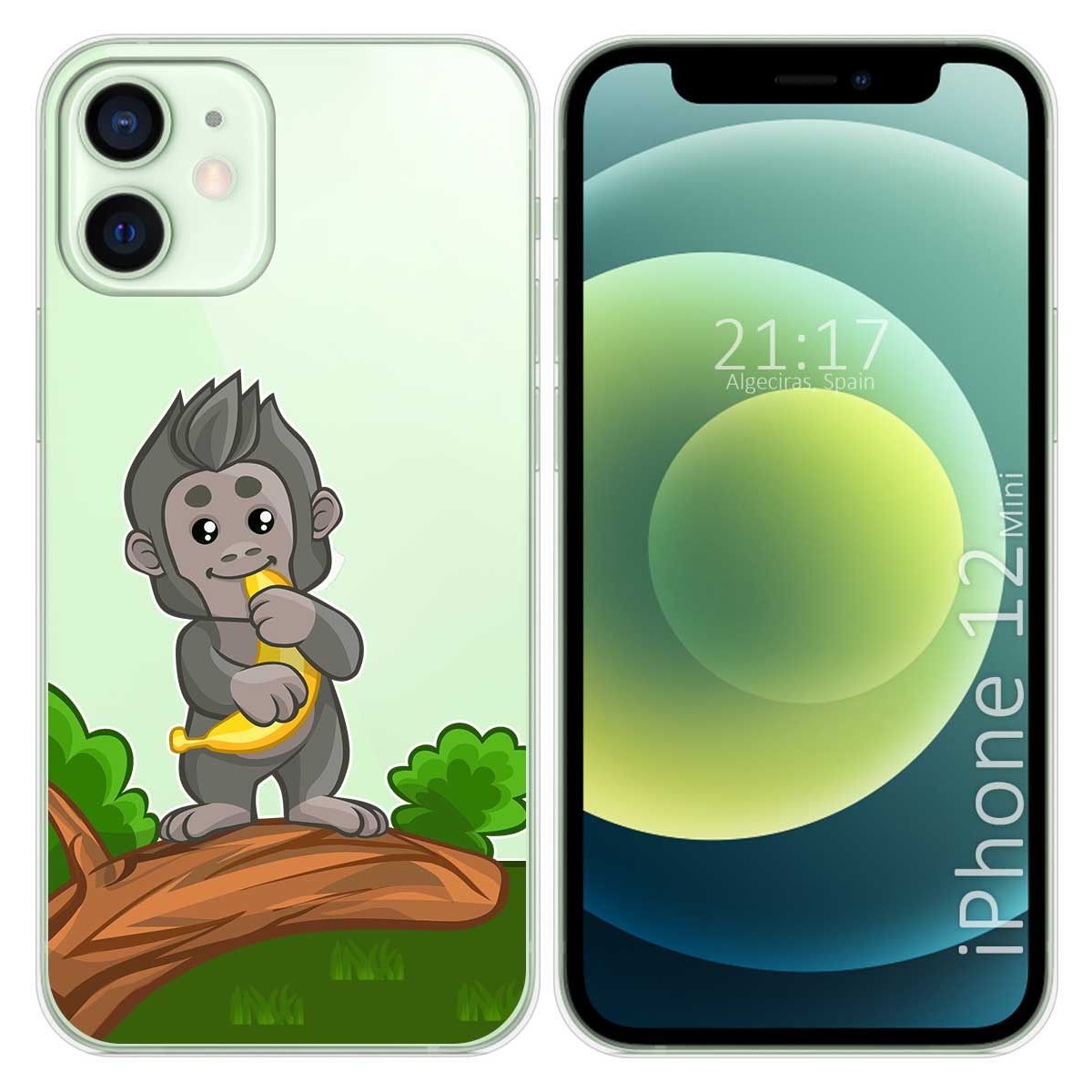 Tumundosmartphone Funda Gel Transparente para Iphone 12 Mini (5.4) diseño Mono Dibujos