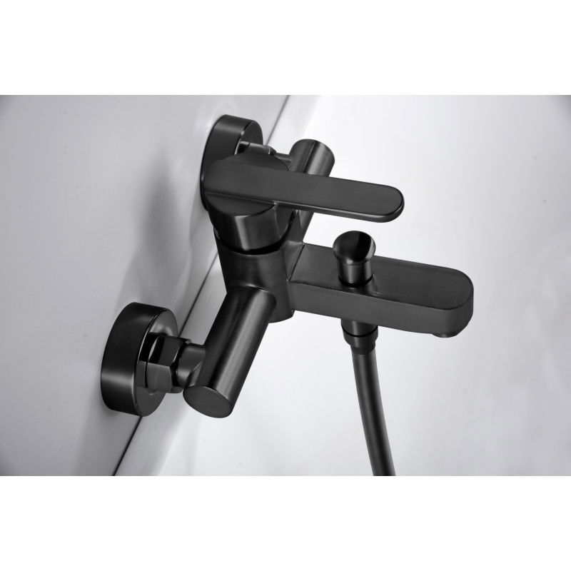 Imex Roma BDR001-4NG grifería monomando para bañera y ducha de latón con elegante acabado negro mate