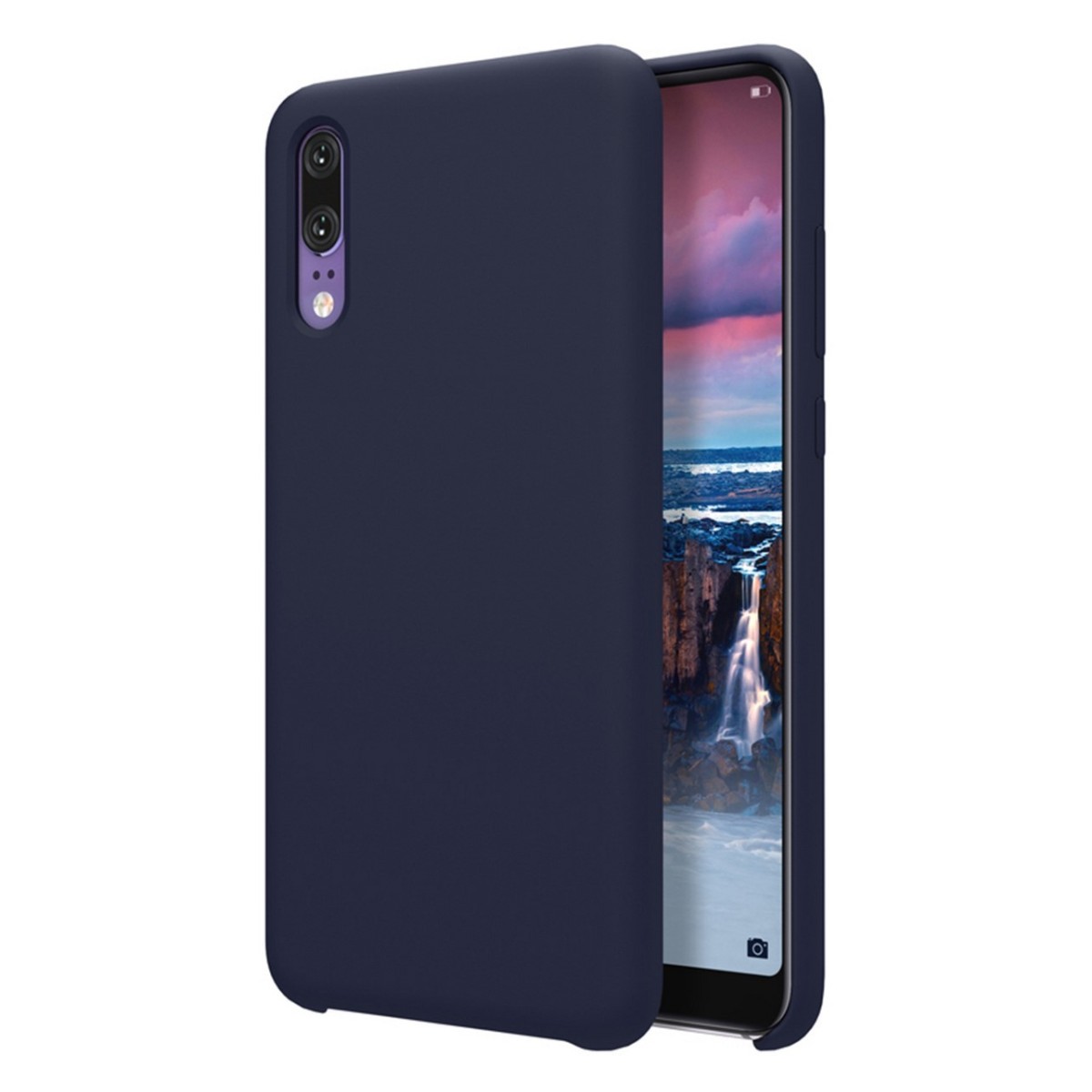 Tumundosmartphone Funda Silicona Líquida Ultra Suave para Huawei P20 color Azul oscura