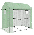 Invernadero de jardín de polietileno de Outsunny, invernadero para balcón, lona reforzada de 135 g/m², estructura de acero, puerta enrollable con cremallera, para verduras, plantas y flores, interior y exterior, 200 x 140 x 200 cm, verde