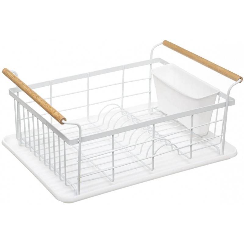 TIENDA EURASIA - Escurridor de Platos con Soporte para Cubiertos de Acero con Asas y Bandeja