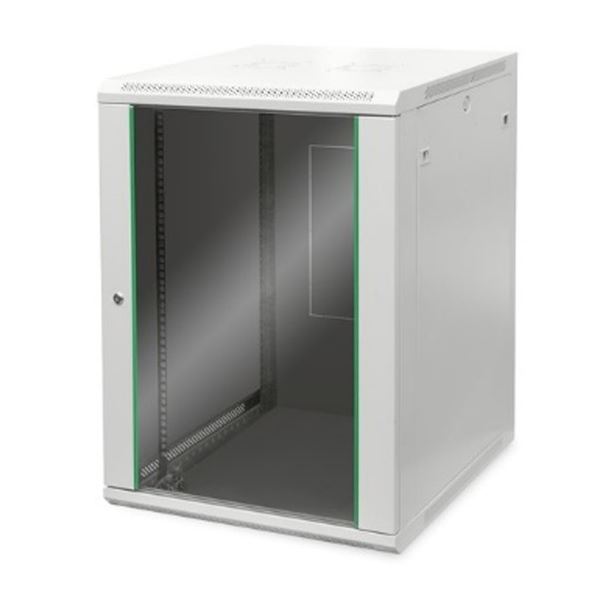 DIGITUS Armario de Red, Rack de 19 Pulgadas, 16U, Montaje en la Pared, Profundidad 450 mm, Capacidad de Carga 100 kg, Serie Unique, Gris