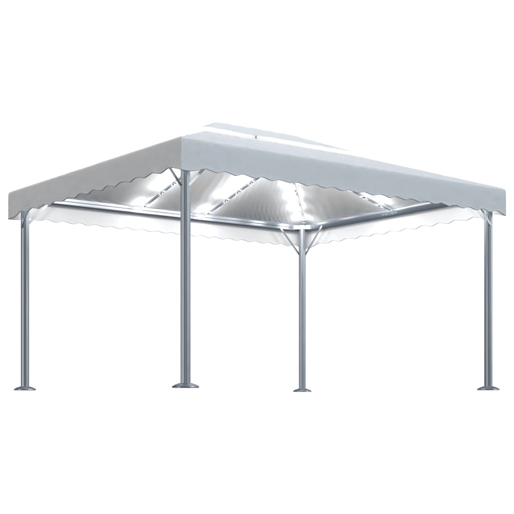 vidaXL Cenador con Tira de Luces Aluminio 400x300 cm Pérgola Parasol Color Antracita,  Crema, y mas