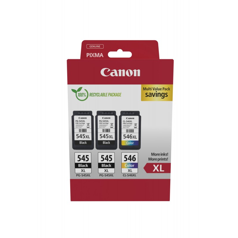 Canon - 8286B013 cartucho de tinta 3 pieza(s) Original Alto rendimiento (XL) Negro, Cian, Magenta, Amarillo 8286B013