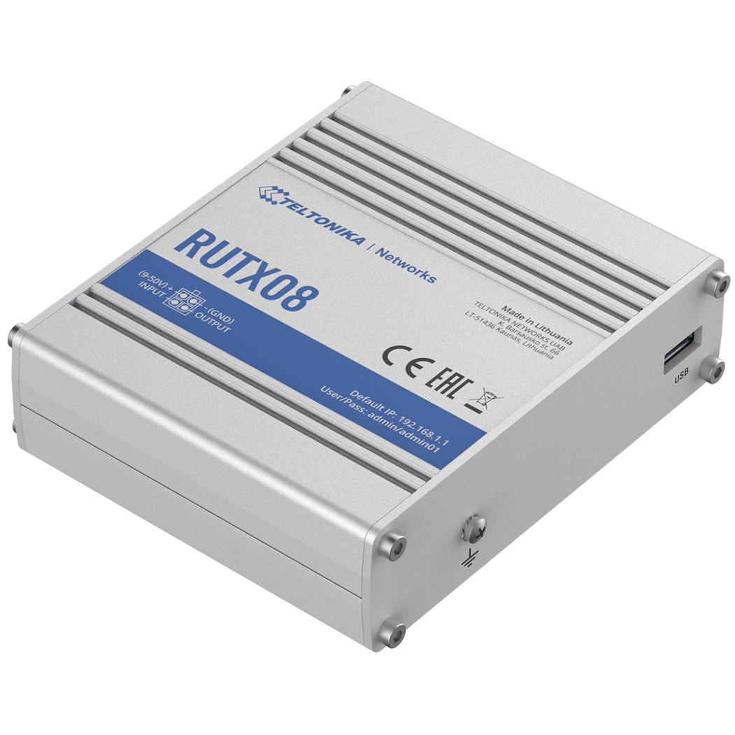 Enrutador industrial | RUTX08 | Sin Wi-Fi | 10/100/1000 Mbps | Puertos LAN Ethernet (RJ-45) 4 | Compatible con redes en malla No | MU-MiMO No | Sin banda ancha móvil | 1 | 24 meses