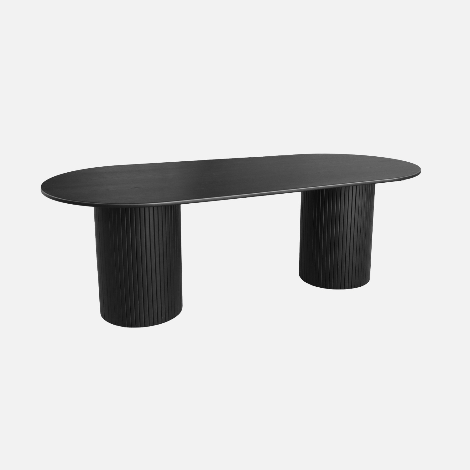 sweeek - Mesa de comedor de madera de hévea y chapado de roble, 8 plazas , Estelle , 220x100x73