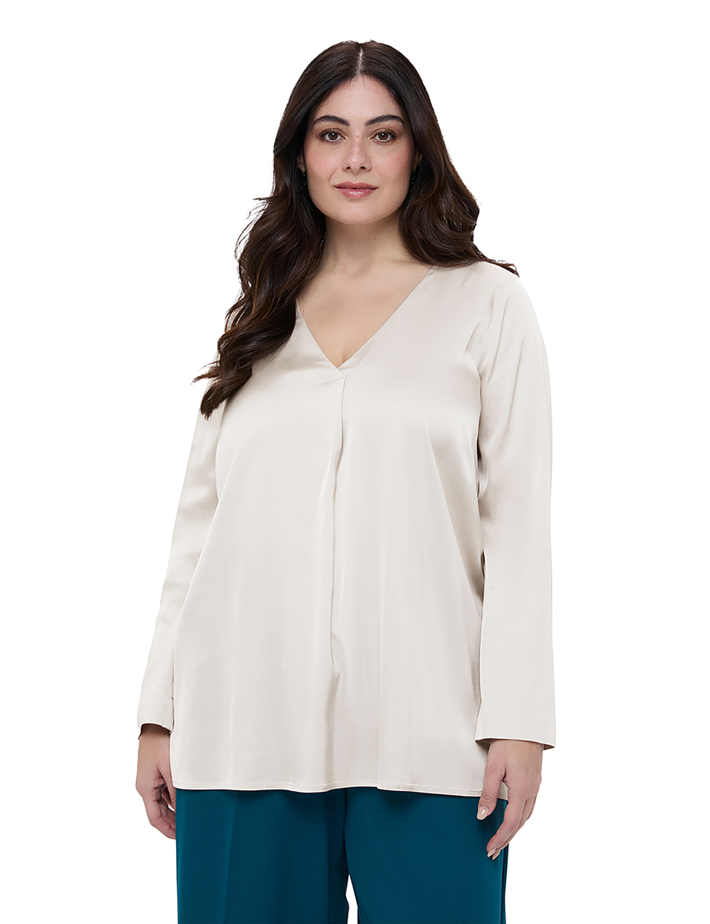 Fiorella Rubino - Blusa escote en V en raso de viscosa