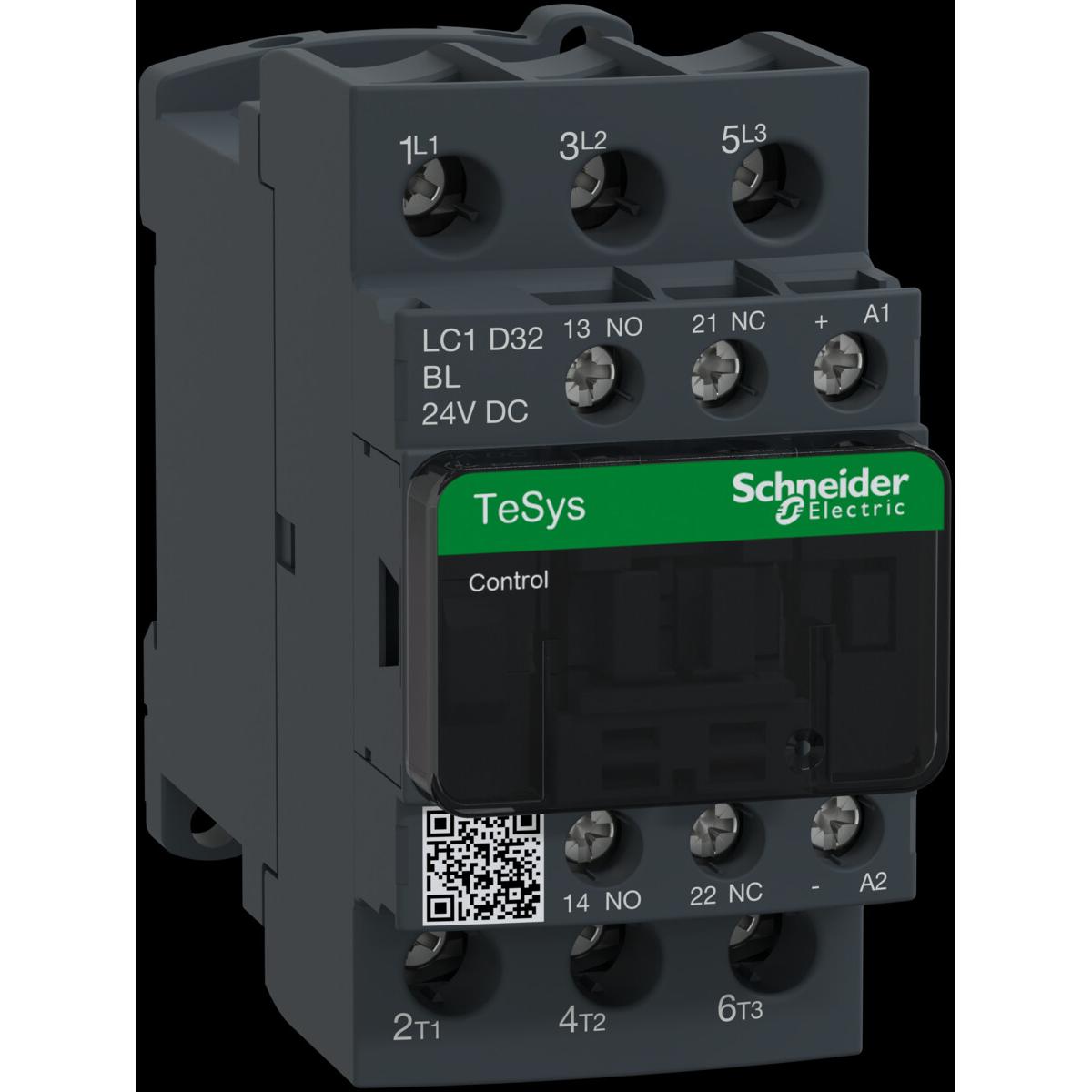 Contactor de potencia TeSys D AC3 32A 3P 1NO 1NC bobina 24VDC bajo consumo