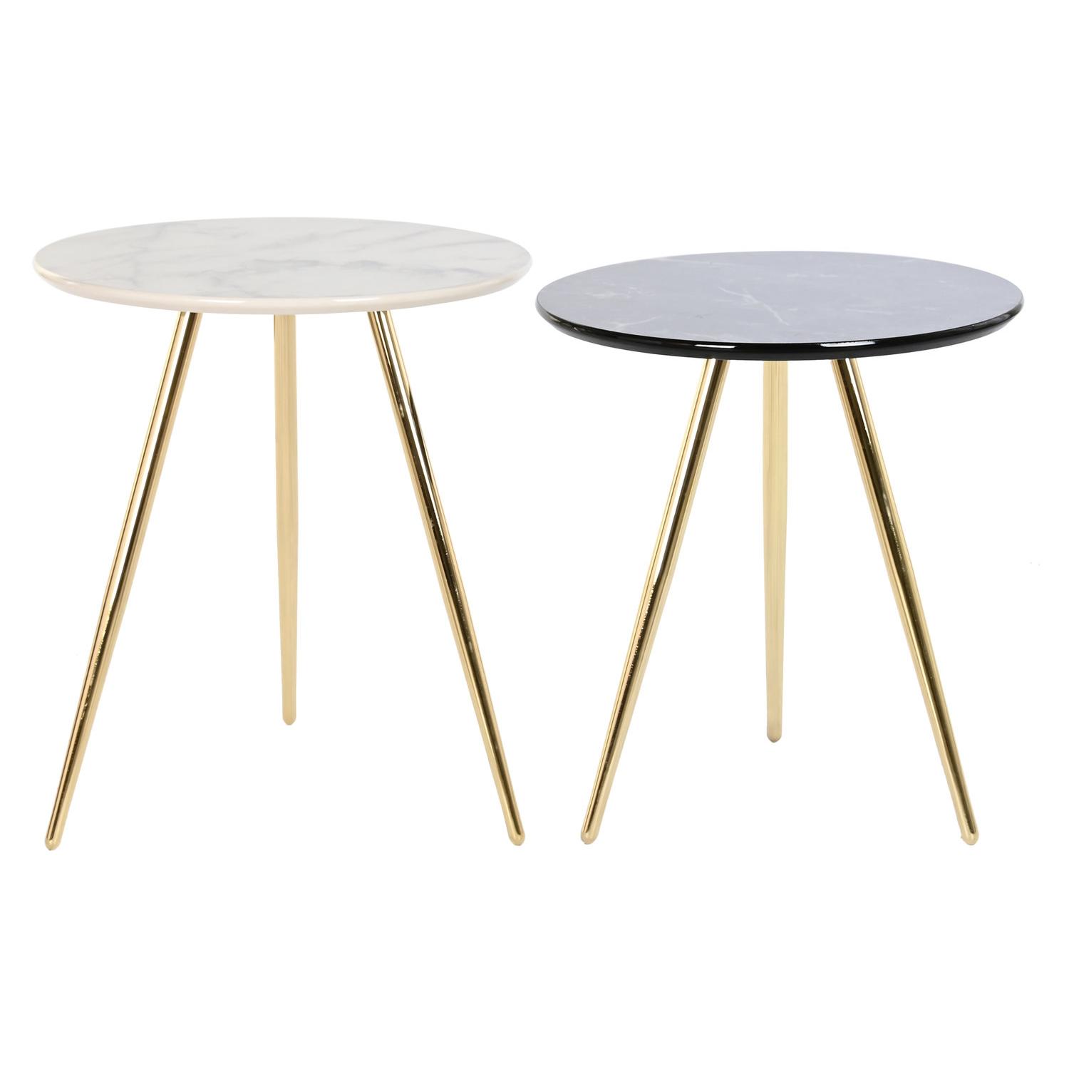 Mesita Auxiliar Set 2 Metal Resina 46X46X45 - Fijalo - El mejor complemento para tu hogar.
