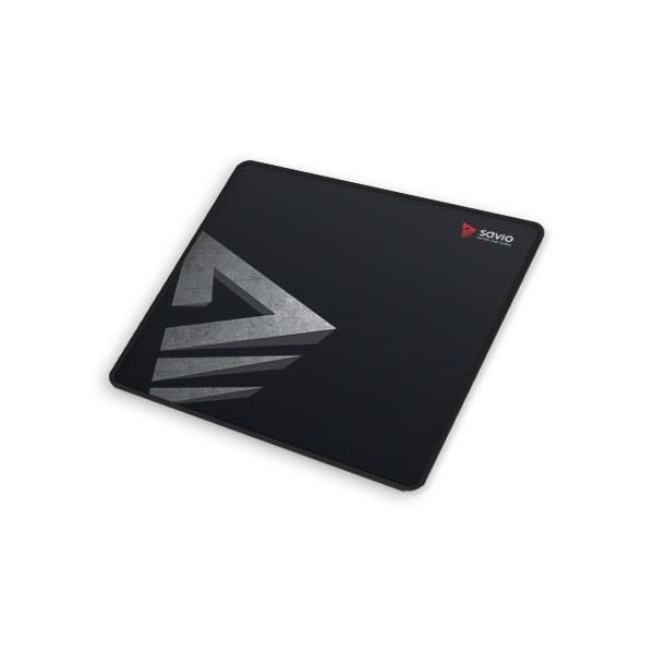 Savio precision control gaming mouse pad, 250mm x 250mm, 2mm thick, black with printed surface, anti-slip, perfect for gaming setups, office use, and ergonomic comfort.