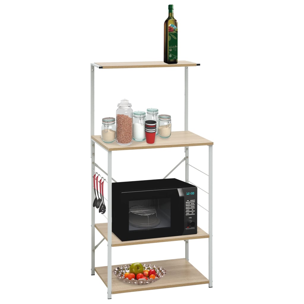 vidaXL Armario de Microondas Contrachapada Roble Soporte Estante Cocina Color blanco y roble, negro y roble, Blanco y mas