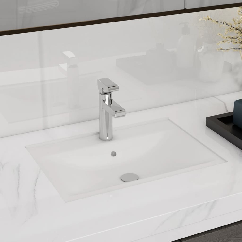 vidaXL Lavabo Rectangular con Agujero Desagüe Cerámica Brillo Lavamanos Color Blanco,  Negro, y mas