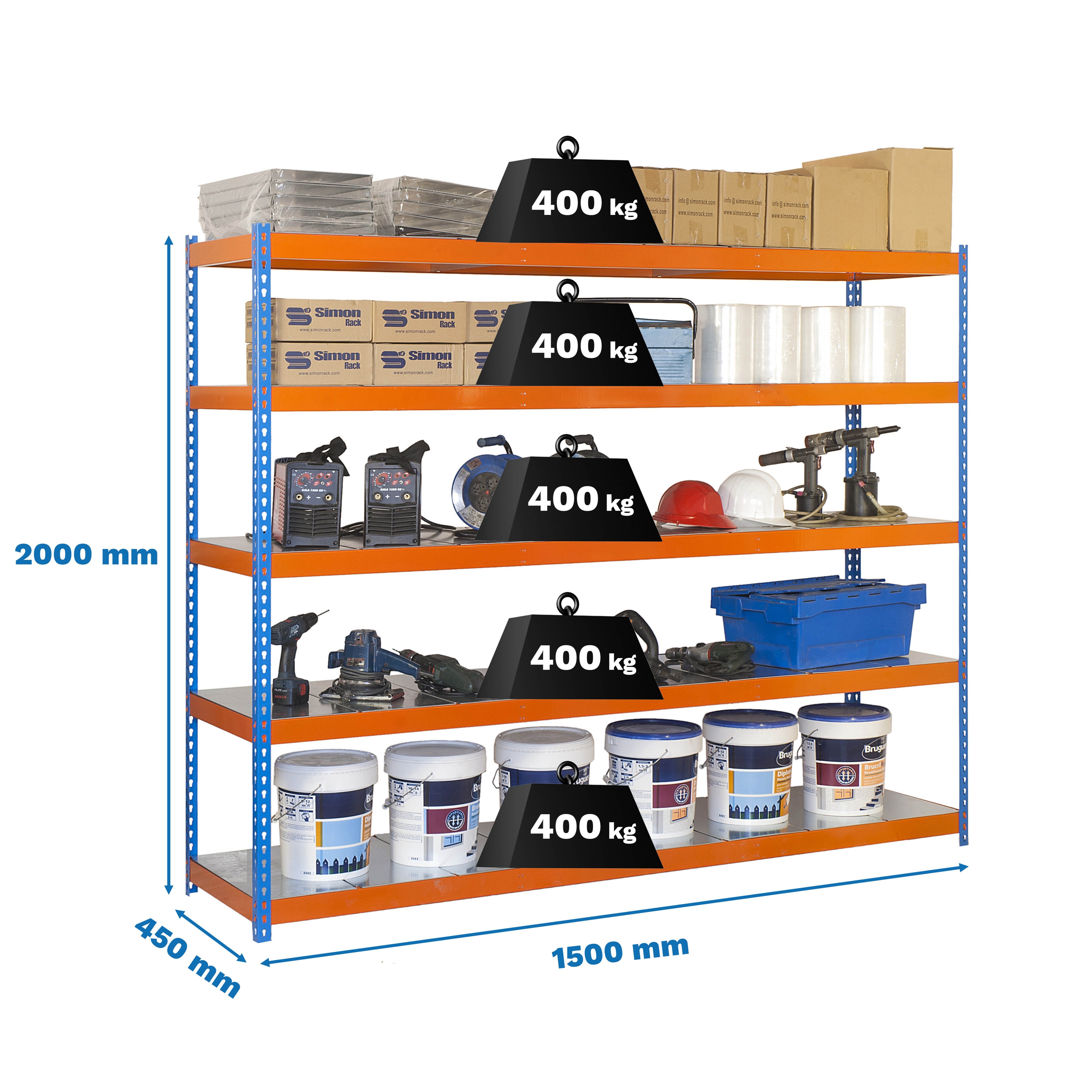 Estantería SIMONRACK Ecoforte 1504-5 metal azul/naranja/galva