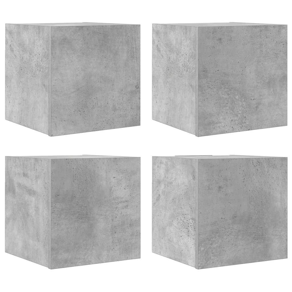 vidaXL Muebles de salón de pared 4 uds gris hormigón 30,5x30x30 cm