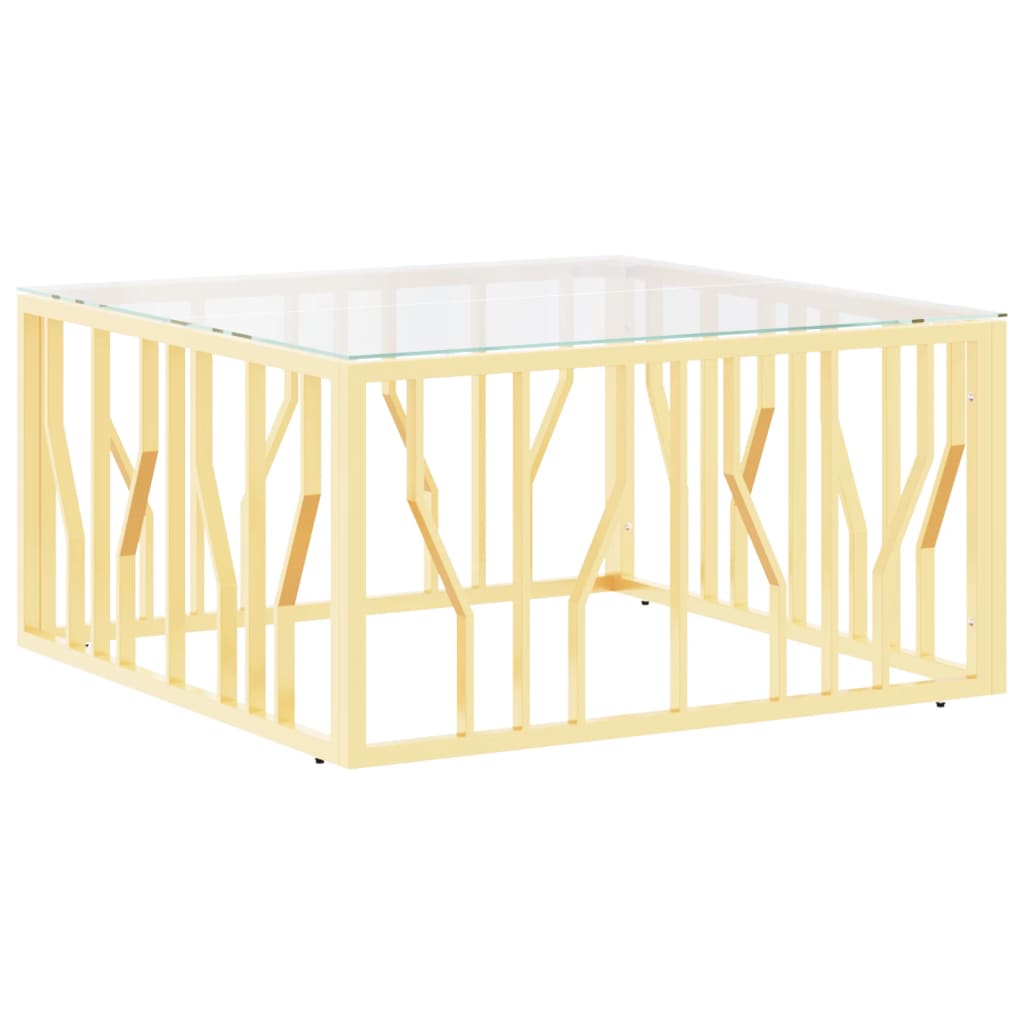 Vidaxl Mesa de Centro de Acero Inoxidable y Vidrio 80x80x40 Cm Plateado