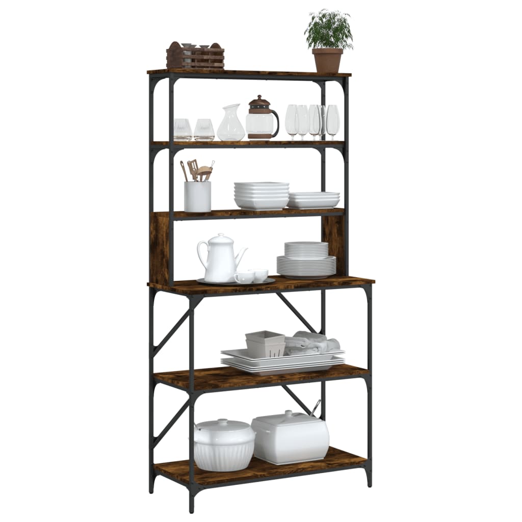 vidaXL Estantería Cocina 6 Niveles Estante de Almacenaje Madera Color Gris sonoma,  Negro,  Roble Sonoma y mas