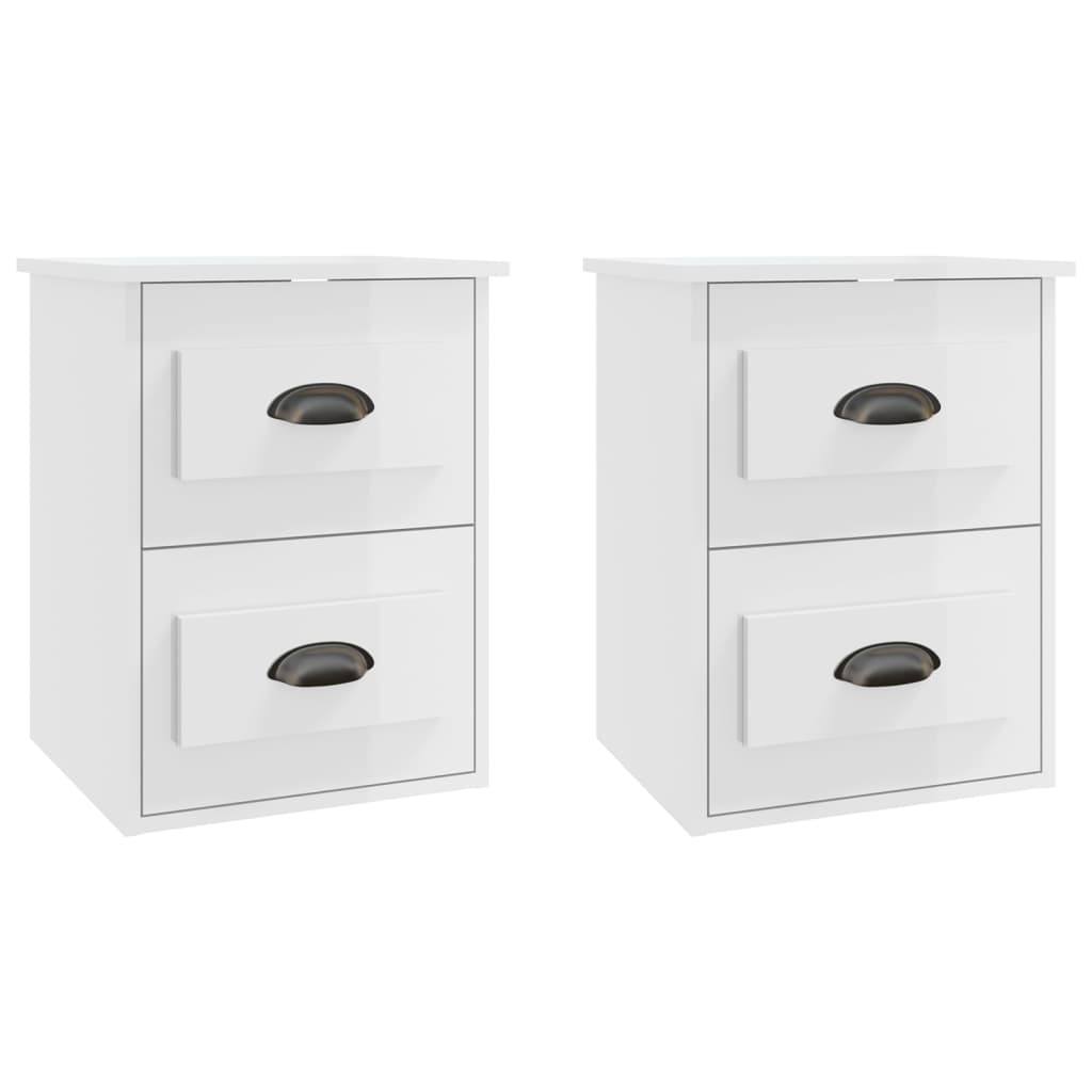 Vidaxl Mesitas de Noche de Pared 2 Unidades 41,5x36x53 Cm - Blanco/Negro