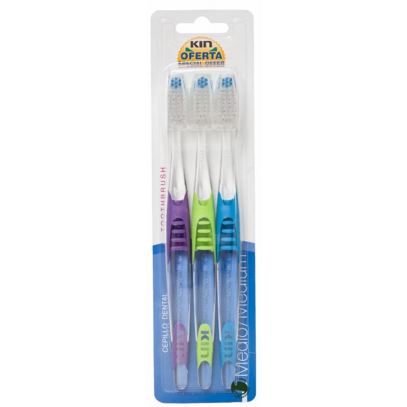 KIN PACK CEPILLO DENTAL MEDIO 3 UNIDADES