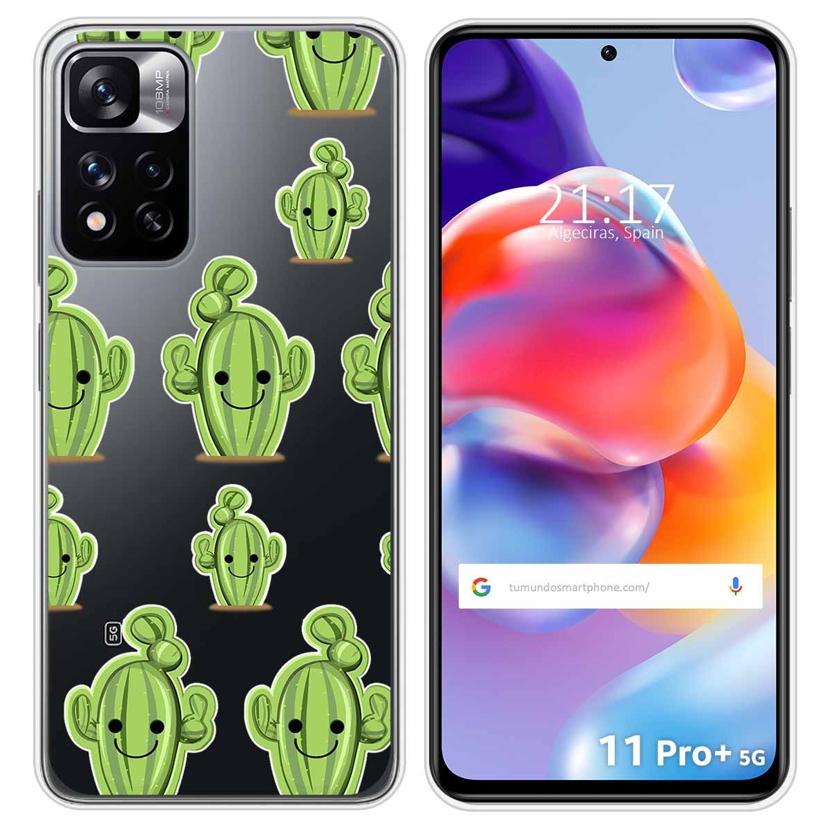 Funda Silicona Transparente para Xiaomi Redmi Note 11 Pro+ Plus 5G diseño Cactus Dibujos