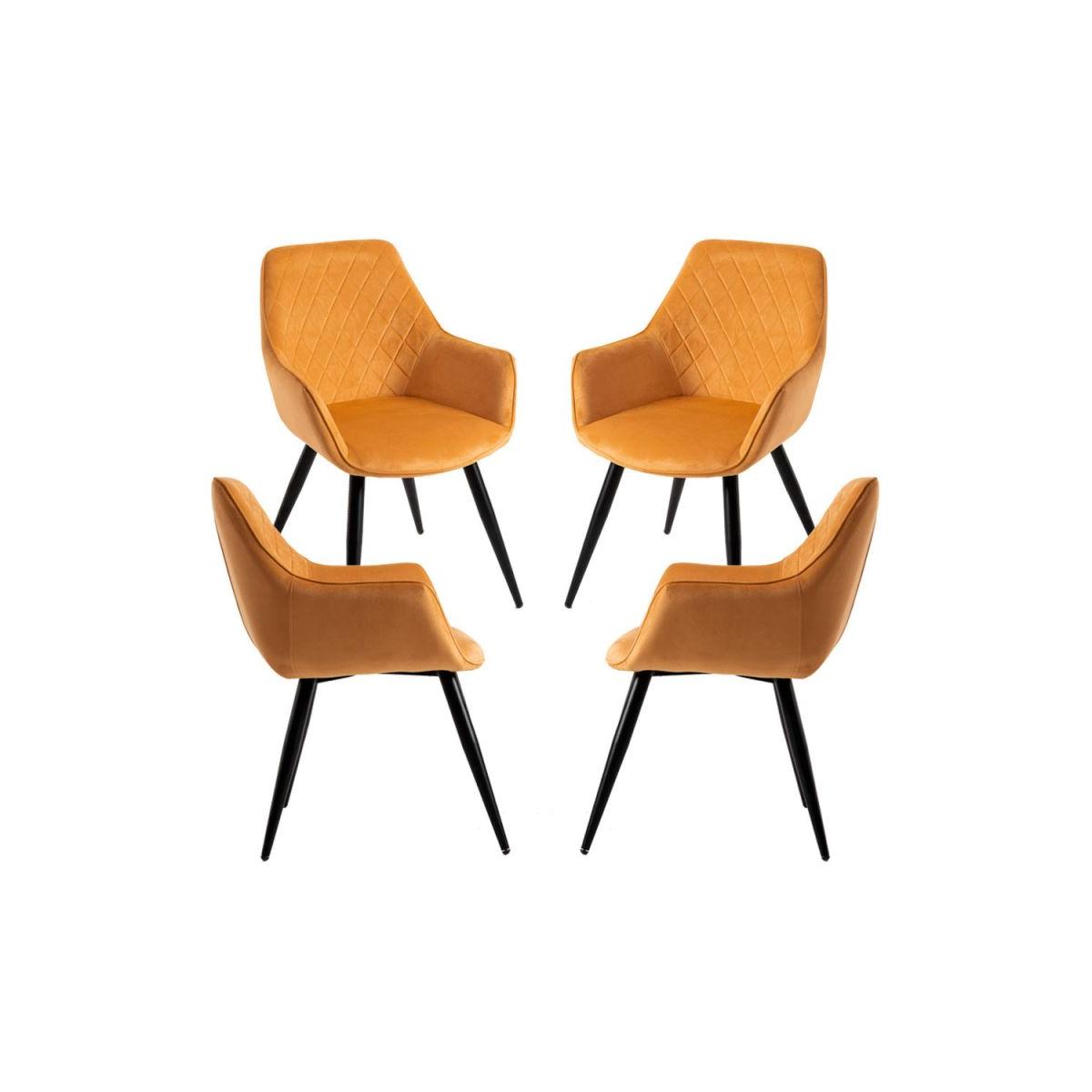Regalos Miguel - Packs Sillas Comedor - Pack 4 Sillas Kres Terciopelo - Mostaza