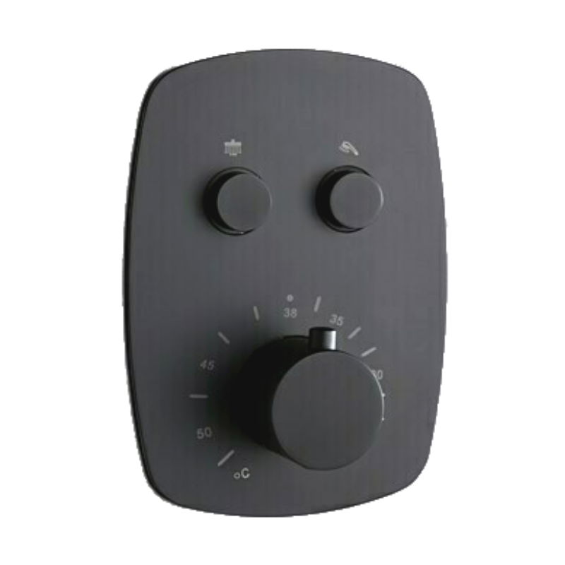 Imex GSP02V/NG grifo empotrado de ducha termostático 2 vías latón negro mate